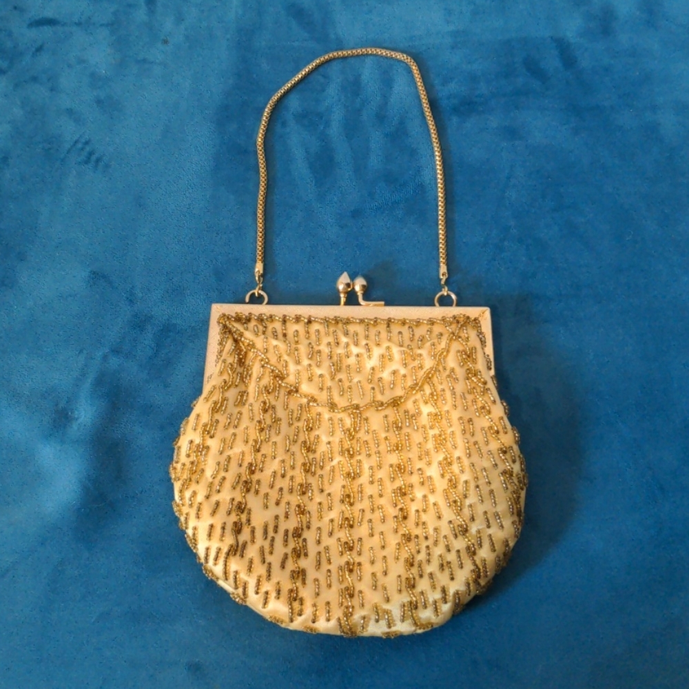 Beaded golden clutch